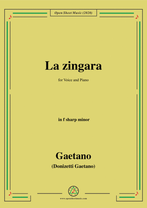 Donizetti-La Zingara,in f sharp minor,for Voice and Piano