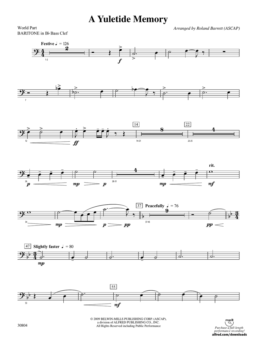 A Yuletide Memory: (World Part) B-flat Baritone B.C.