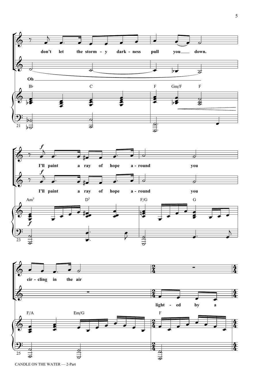 Candle On The Water (from Pete's Dragon) (arr. Ed Lojeski) 2-Part scores gallery preview page 4