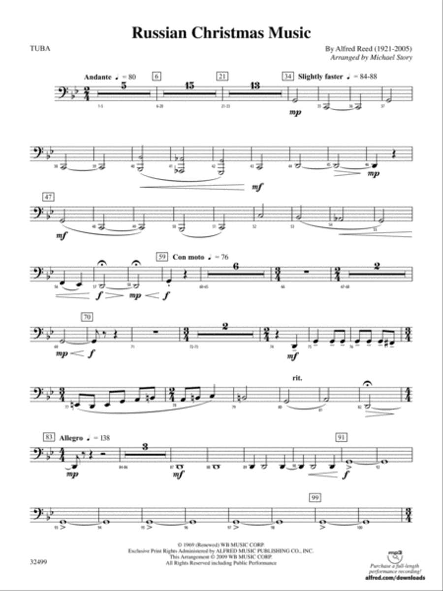 Russian Christmas Music: Tuba Concert Band scores gallery preview page 1