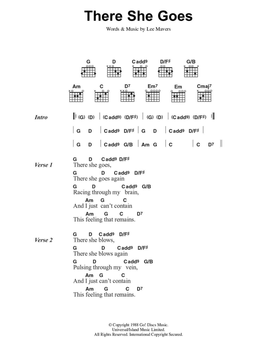 There She Goes Easy Guitar scores gallery preview page 1