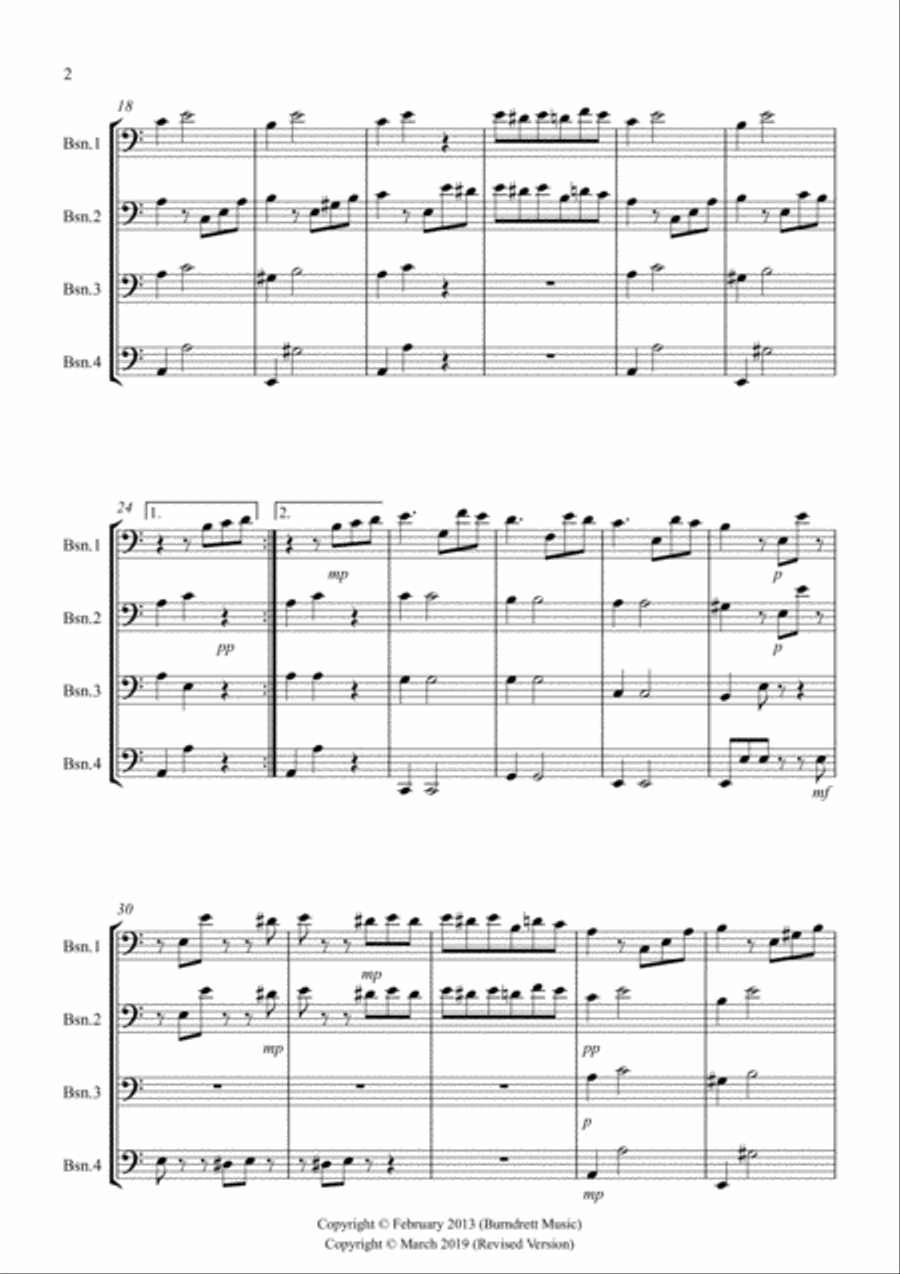 Fur Elise for Bassoon Quartet Bassoon Quartet scores gallery preview page 2
