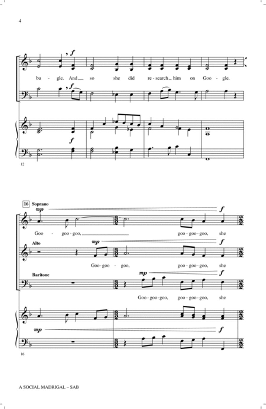 A Social Madrigal 3-Part scores gallery preview page 2