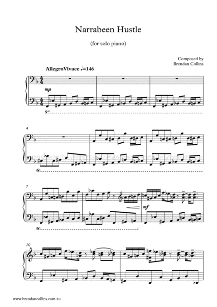 Narrabeen Hustle - Solo Piano Piano Solo scores gallery preview page 1