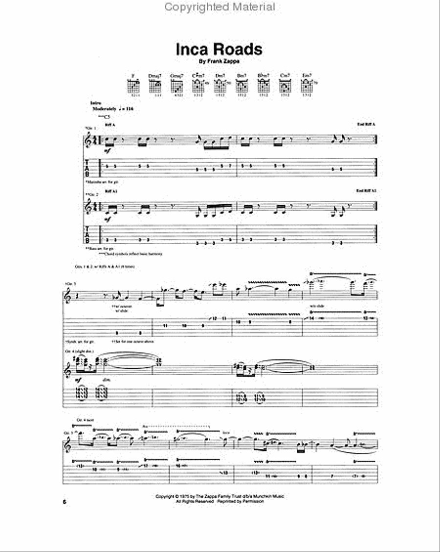 Frank Zappa and the Mothers of Invention – One Size Fits All Electric Guitar scores gallery preview page 2