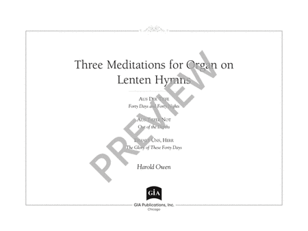 Three Meditations for Organ on Lenten Hymns image number null