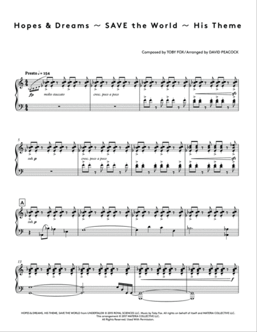 Hopes & Dreams ～ SAVE The World ～ His Theme (Undertale Piano Collections) Piano Solo scores gallery preview page 2