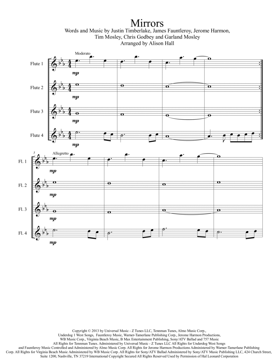 Mirrors Woodwind Quartet scores gallery preview page 1