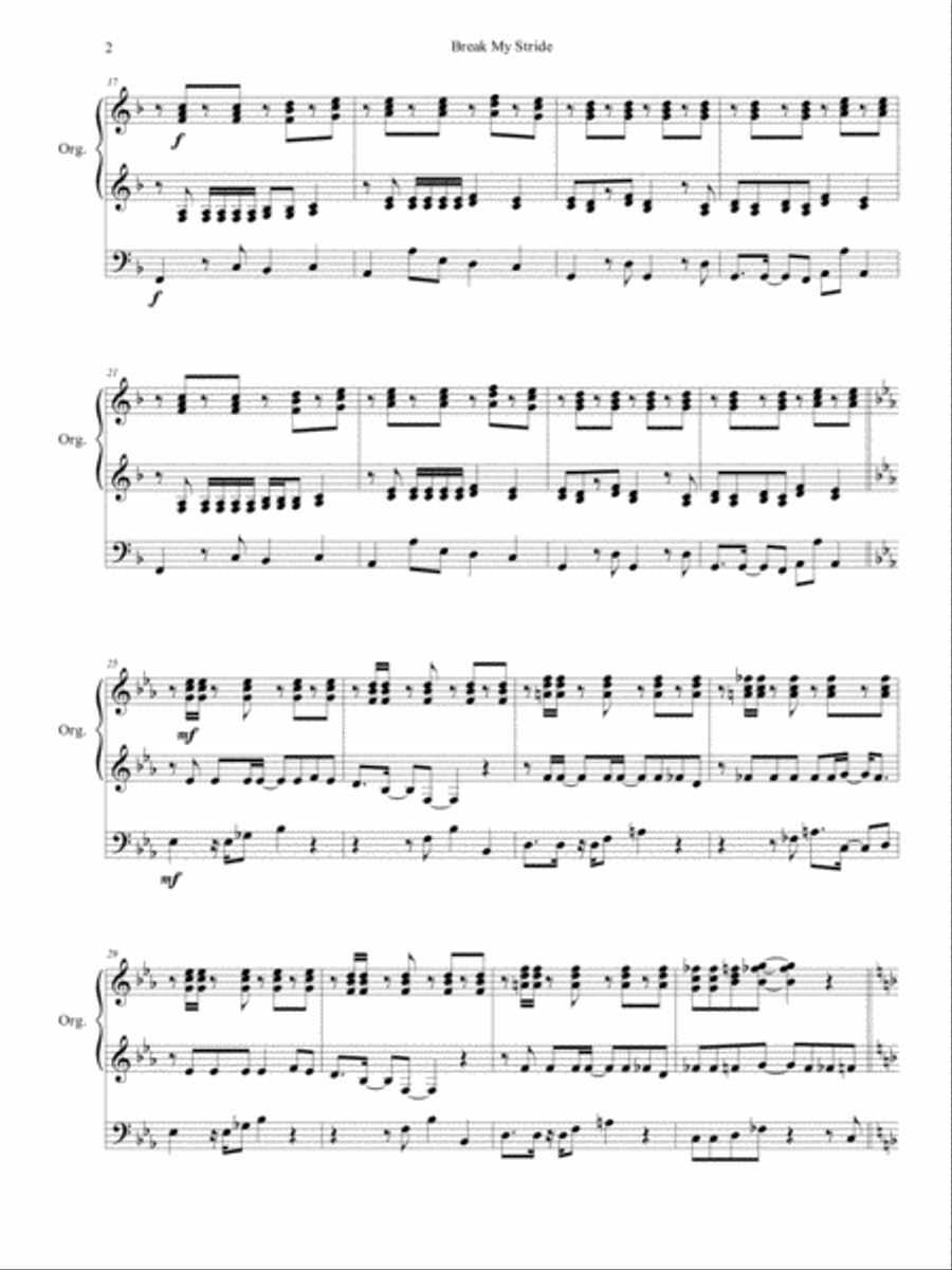 Break My Stride Organ Solo scores gallery preview page 3