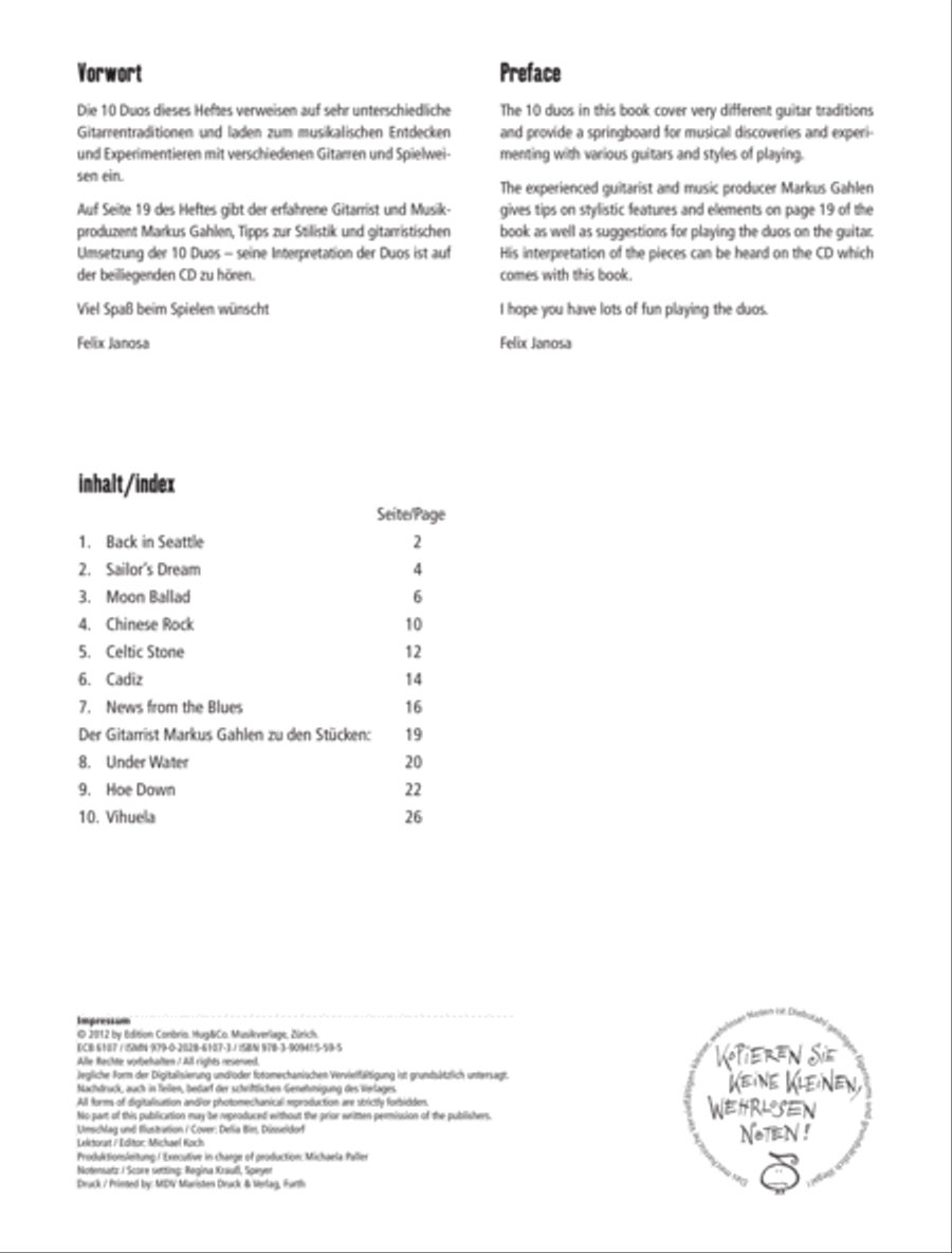 10 Duos for Acoustic & Electric Guitar Acoustic Guitar scores gallery preview page 2