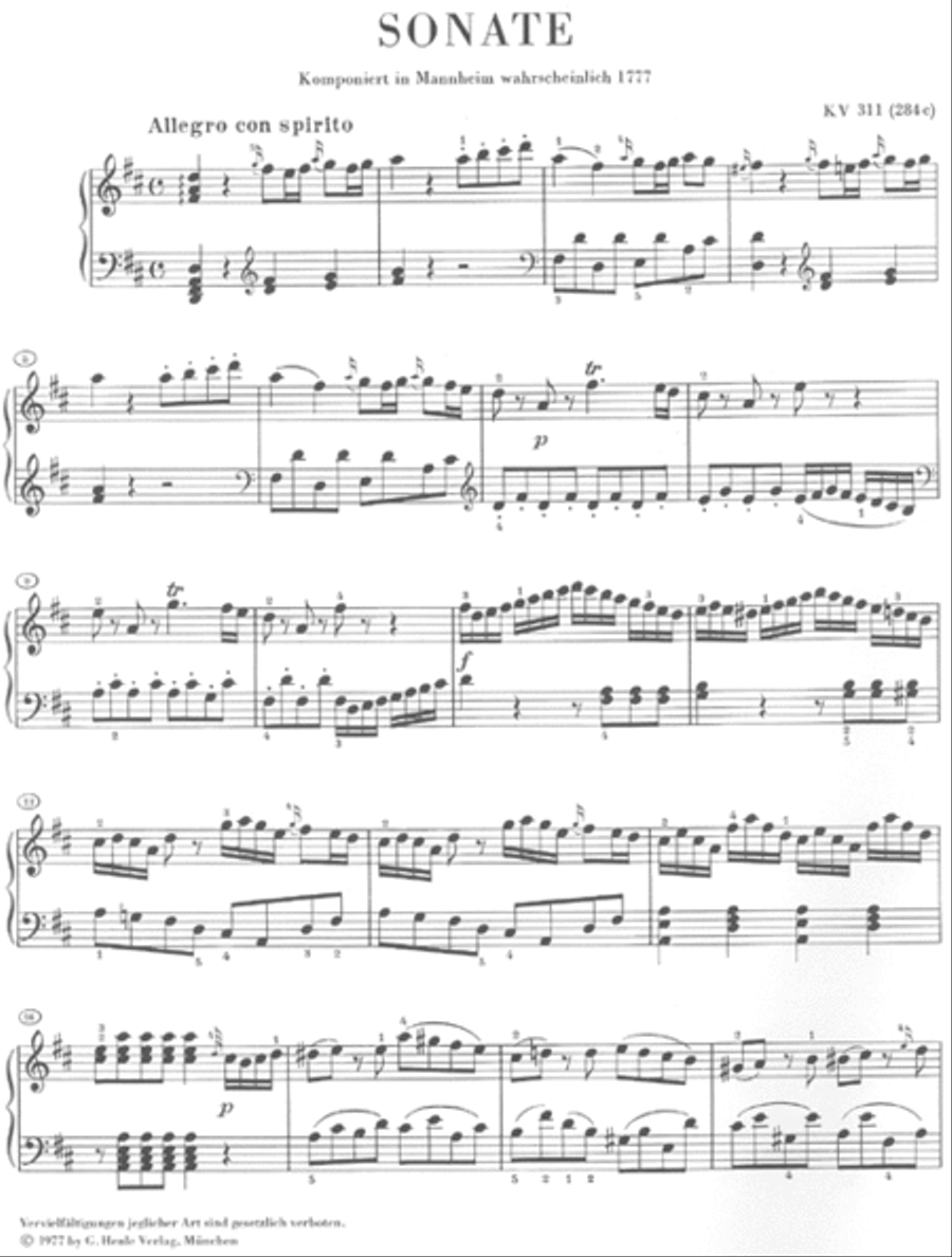 Piano Sonata in D Major K311 (284c)