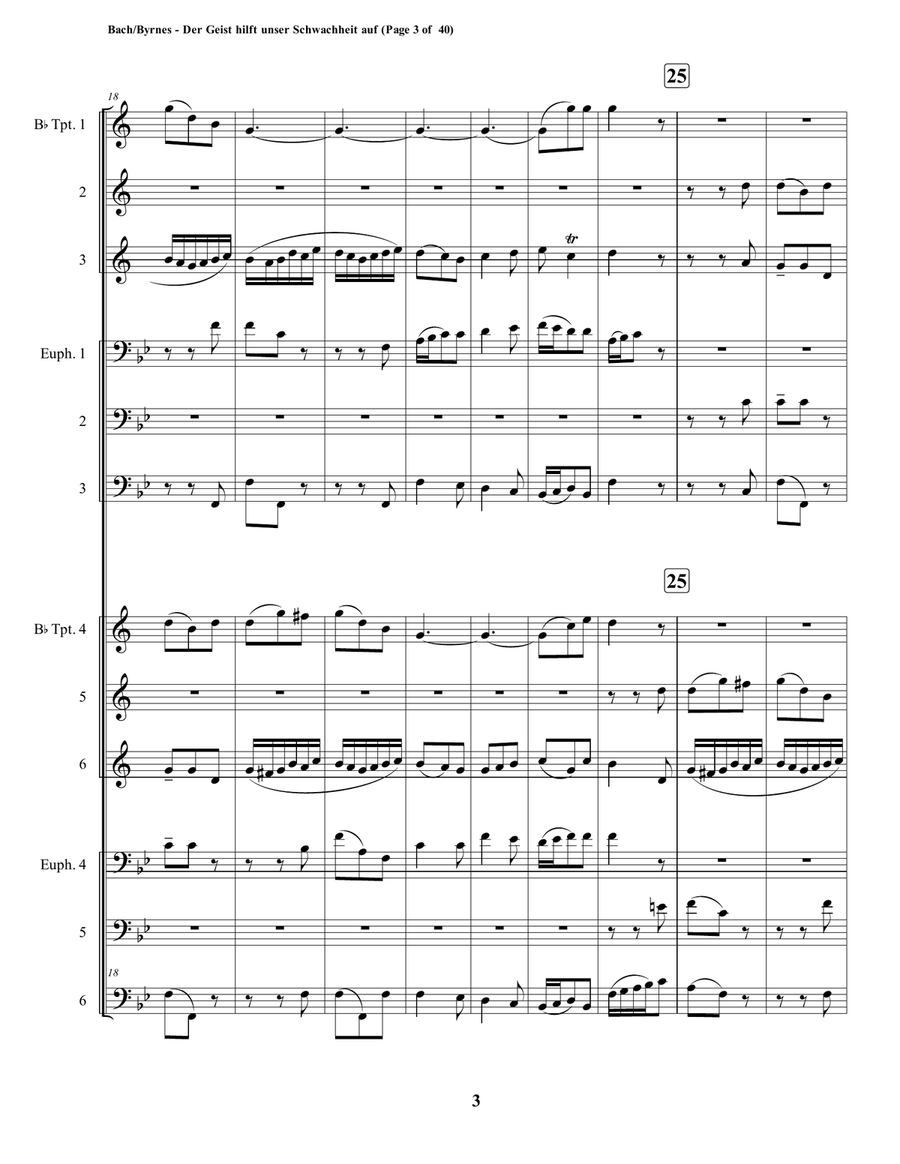 Der Geist hilft unser Schwachheit auf by J.S. Bach for Double Brass Choir Euphonium scores gallery preview page 3