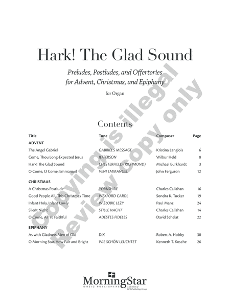 Hark! The Glad Sound: Preludes, Postludes, and Offertories for Advent, Christmas, and Epiphany image number null