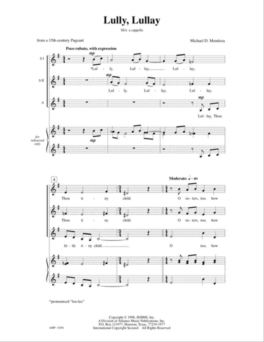 Lully, Lullay Lully, Lullay SSA scores gallery preview page 2