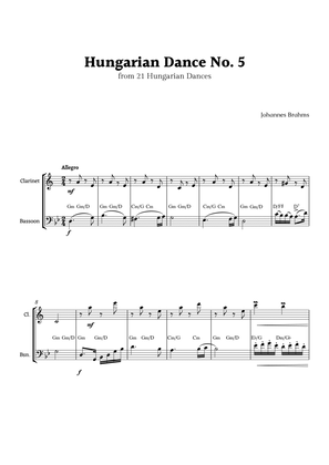 Hungarian Dance No. 5 by Brahms for Clarinet and Bassoon Duet