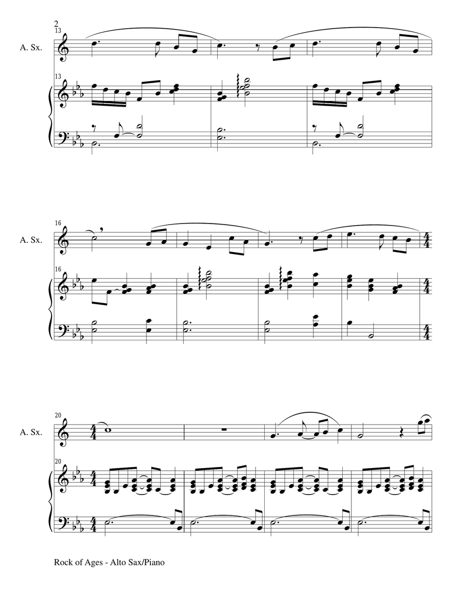 ROCK OF AGES (Alto Sax/Piano and Sax Part) Alto Saxophone scores gallery preview page 2