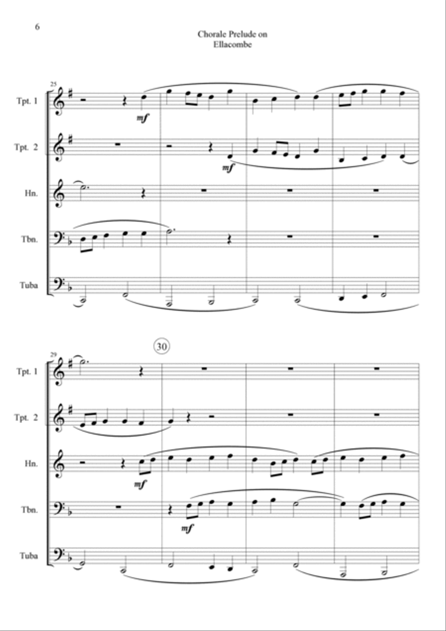 Chorale Prelude on Ellacombe - Brass Quintet Brass Quintet scores gallery preview page 6