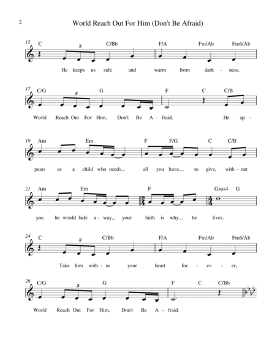 World Reach Out For Him, (Don't Be Afraid) Voice Solo scores gallery preview page 3
