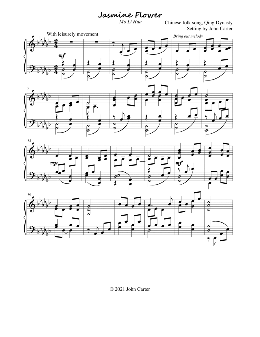 Jasmine Flower Jasmine Flower Piano Solo scores gallery preview page 1