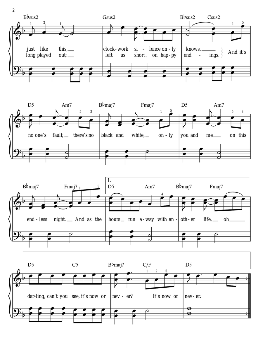Now Or Never Now Or Never Easy Piano scores gallery preview page 2