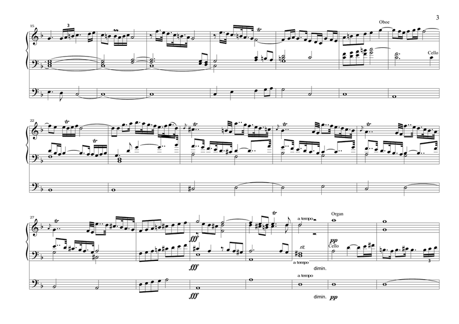 ADAGIO per oboe, violoncello, organo e archi - D. Zipoli - Arr. for Organo Solo Organ Solo scores gallery preview page 3