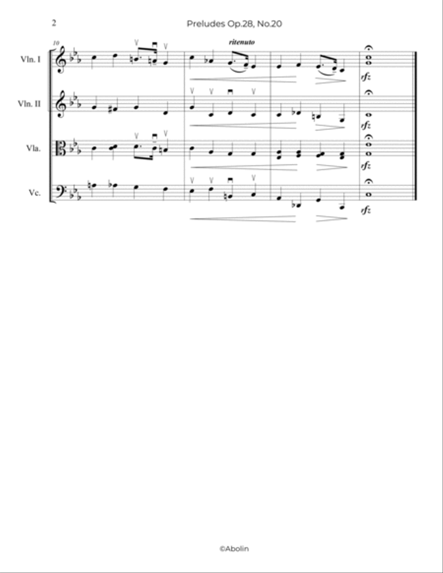 Chopin: Preludes Op.28, No.20 - String Quartet String Quartet scores gallery preview page 3