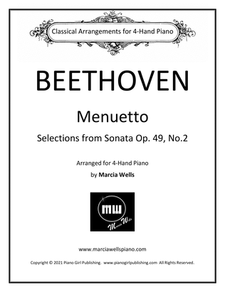 Menuetto, Selections from Sonata Op 49. No. 2 for 4-Hand Piano