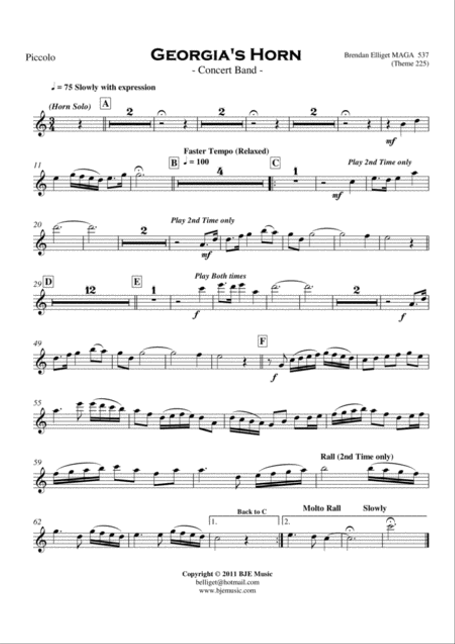 Georgia's Horn - Concert Band Concert Band scores gallery preview page 2