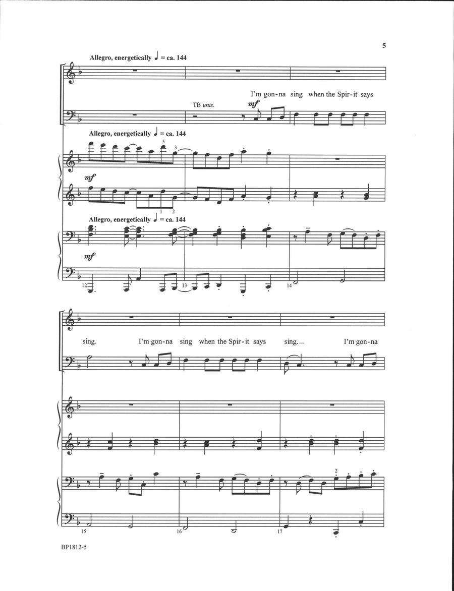 I'm Gonna Sing When the Spirit Says Sing (SATB) 4-Part scores gallery preview page 4