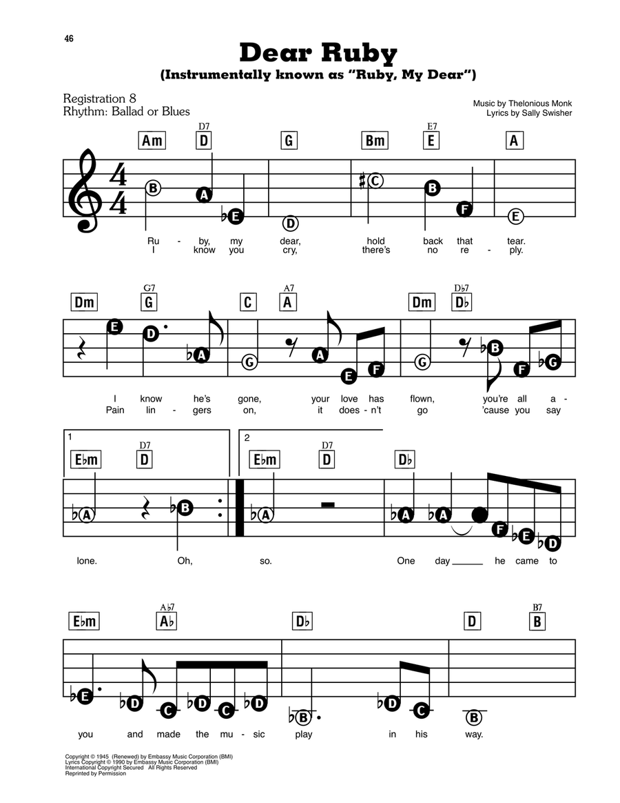 Dear Ruby Electronic Keyboard scores gallery preview page 1