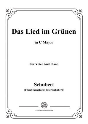 Book cover for Schubert-Das Lied im Grünen,Op.115 No.1,in C Major,for Voice&Piano