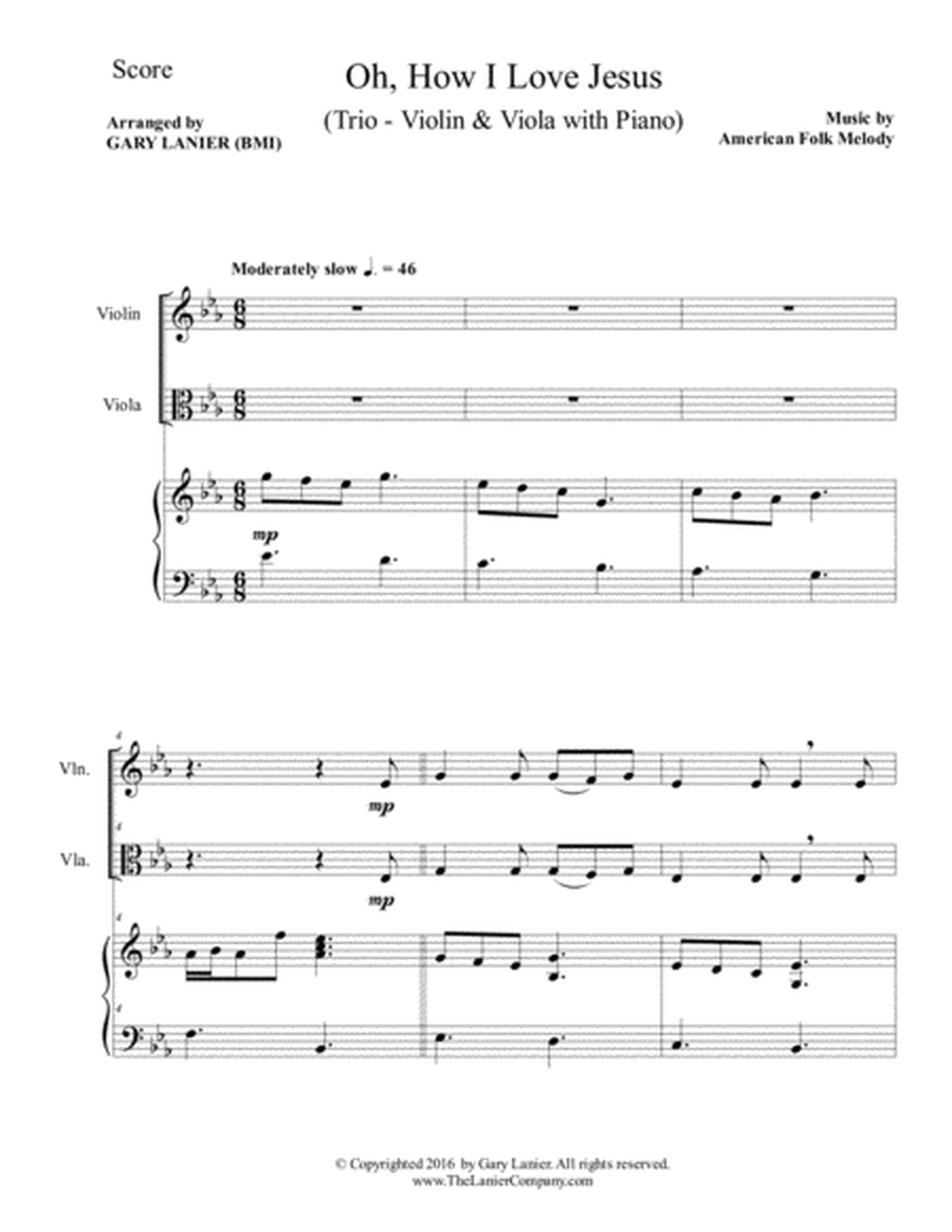 OH, HOW I LOVE JESUS (Trio – Violin, Viola with Piano including Parts) image number null