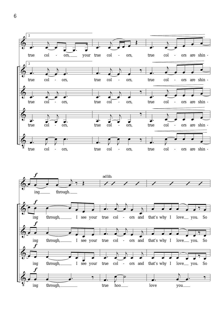 True Colors (arr. Deke Sharon) SSA scores gallery preview page 5
