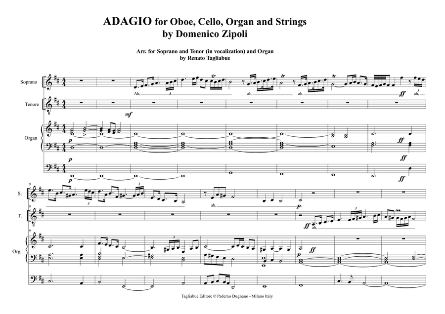 ADAGIO for Oboe, Cello and String by Zipoli - Arr. for Soprano, Tenor (in vocalization) and Organ Piano, Vocal scores gallery preview page 2