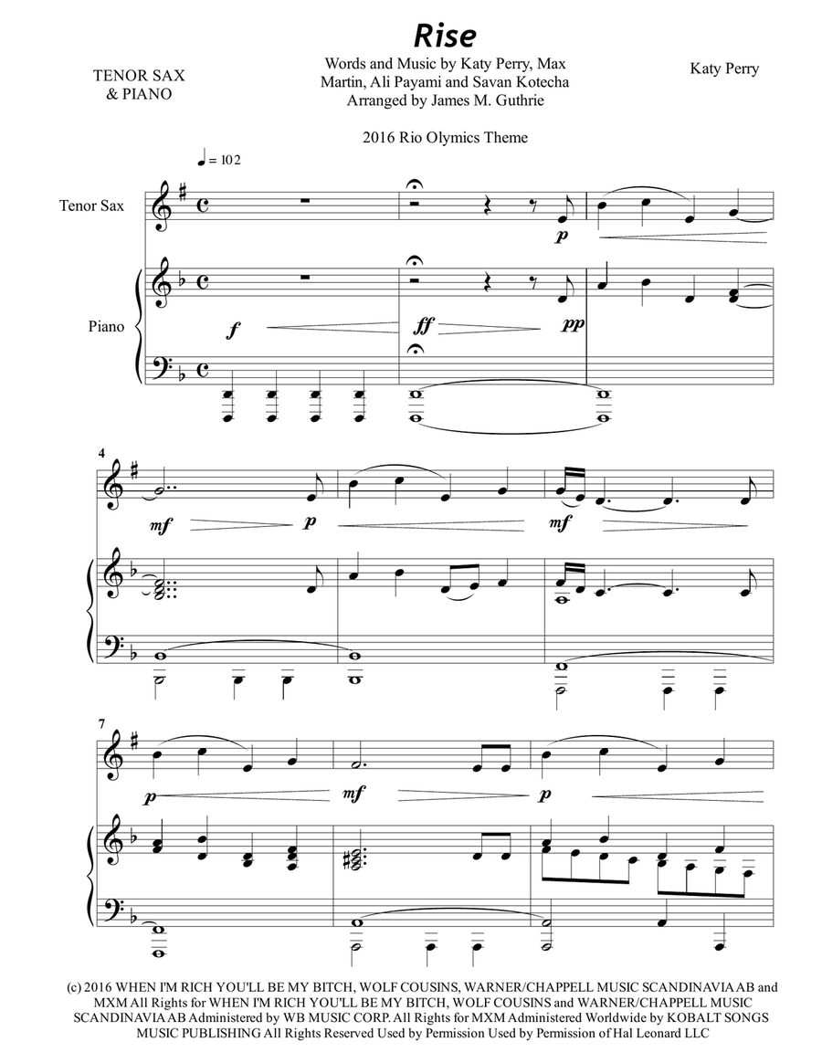 Rise Tenor Saxophone scores gallery preview page 1