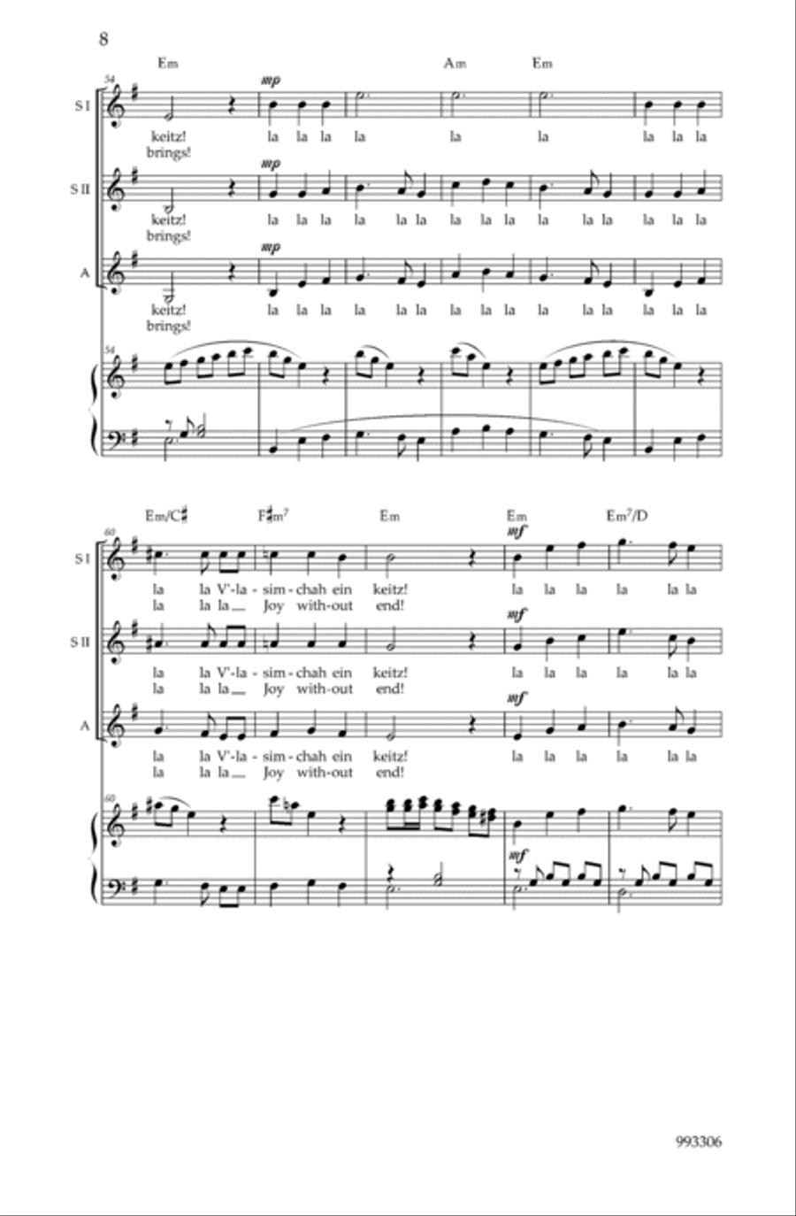 Three Yiddish Chanukah Songs For Treble Choir SSA scores gallery preview page 5