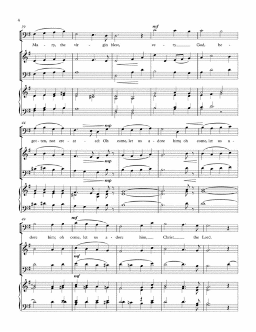 Oh Come, All Ye Faithful, with Gloria Refrain, for SATB/Congregation, Violin, Cello, and Organ 4-Part scores gallery preview page 4