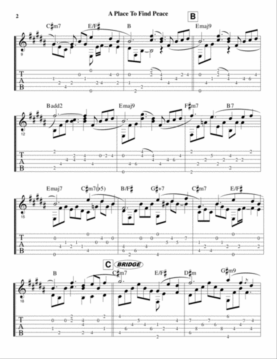 A Place To Find Peace Classical Guitar scores gallery preview page 3