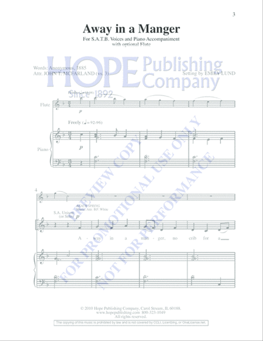 Away in a Manger 4-Part scores gallery preview page 3