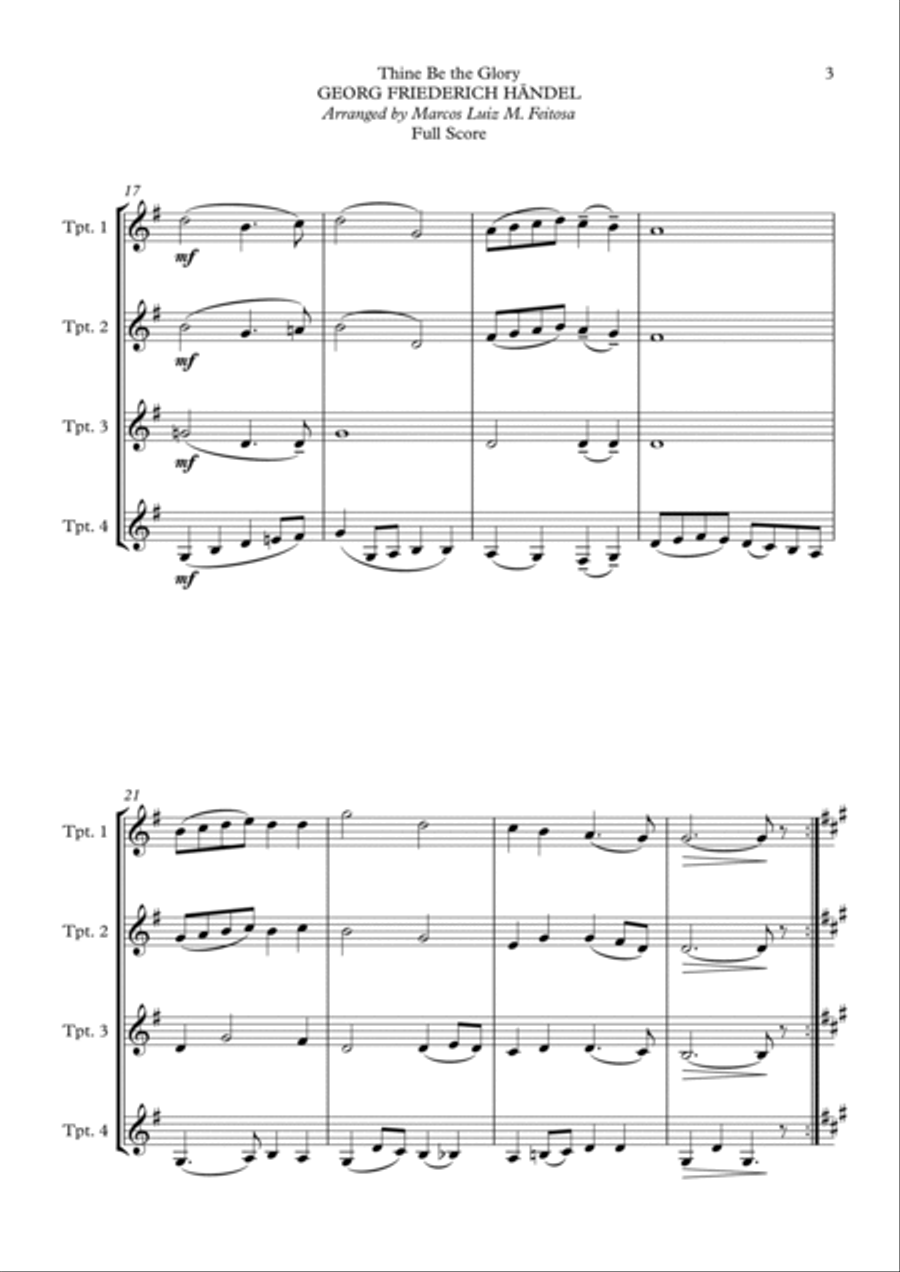 Thine Be the Glory (Maccabeus) - Trumpet Quartet Brass Quartet scores gallery preview page 5