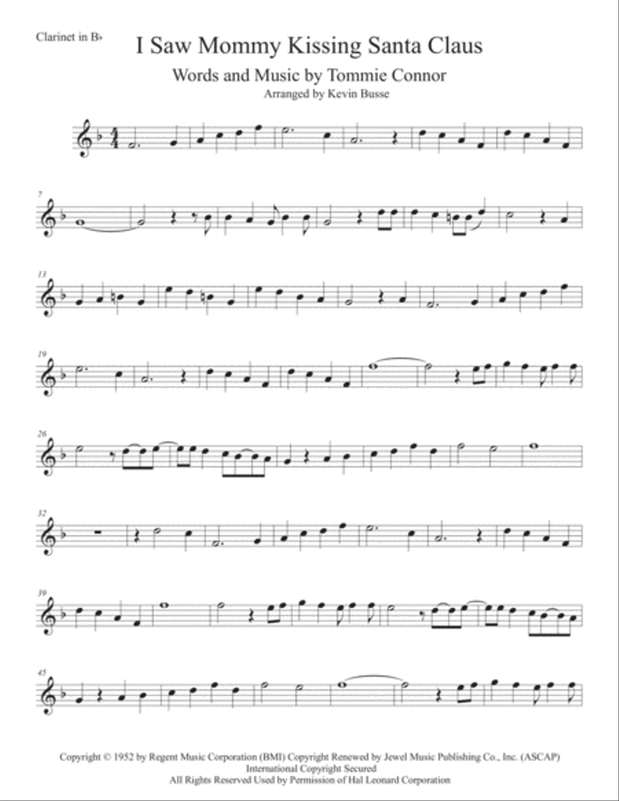 I Saw Mommy Kissing Santa Claus Clarinet Solo scores gallery preview page 1