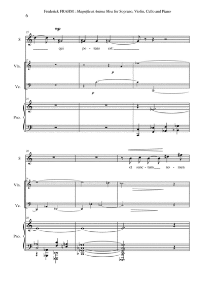 Frederick Frahm: Magnificat Anima Mea for soprano, violin, cello and piano