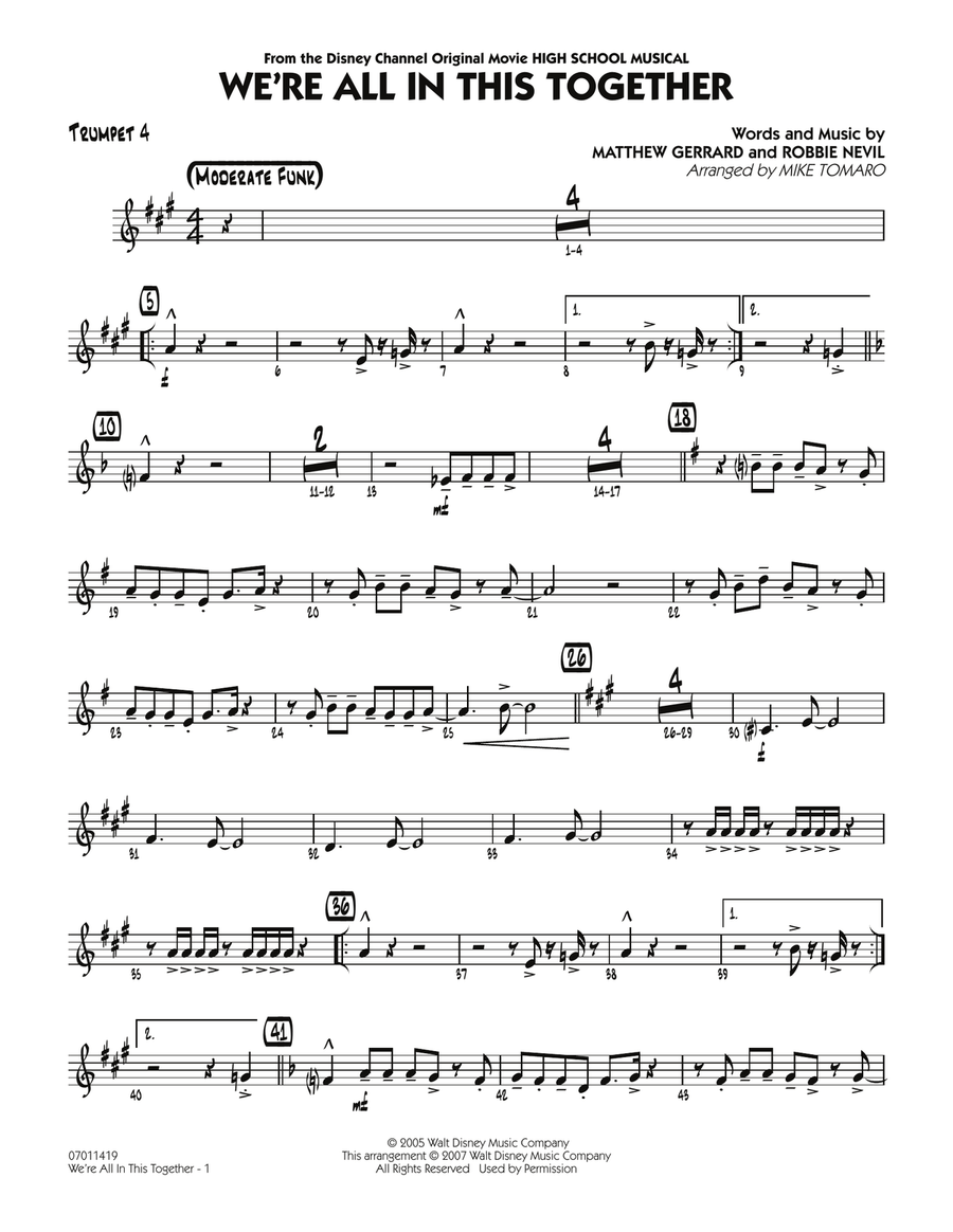 We're All In This Together (from High School Musical) - Trumpet 4 Jazz Ensemble scores gallery preview page 1
