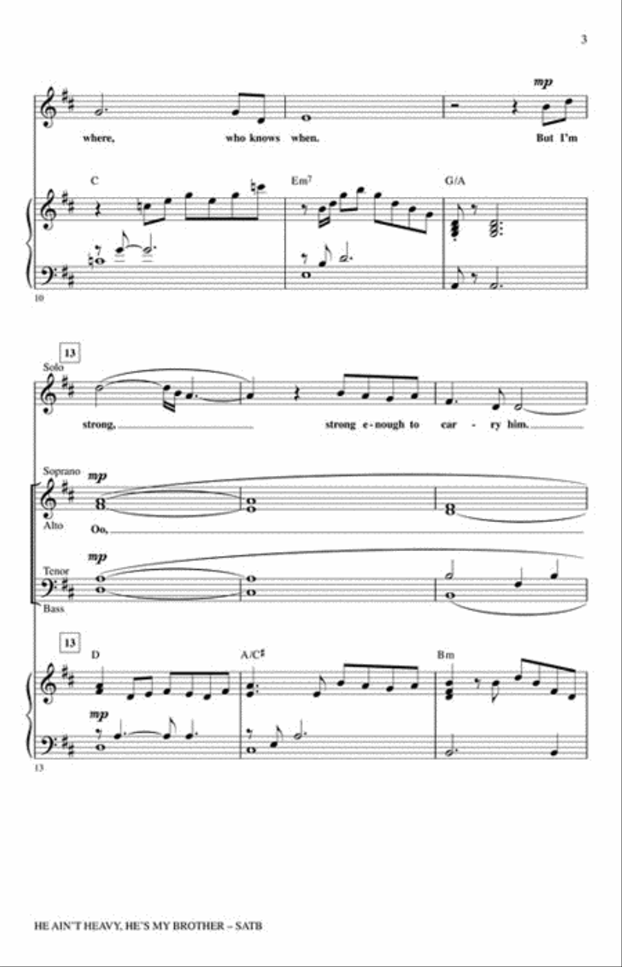 He Ain't Heavy, He's My Brother Choir scores gallery preview page 4