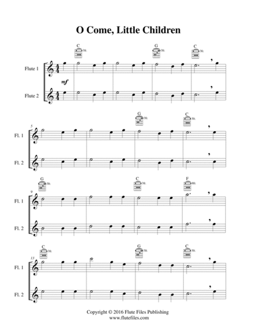 O Come, Little Children - Flute Duet with Guitar Chords image number null
