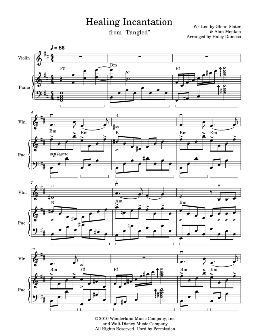 Healing Incantation Violin Solo scores gallery preview page 1