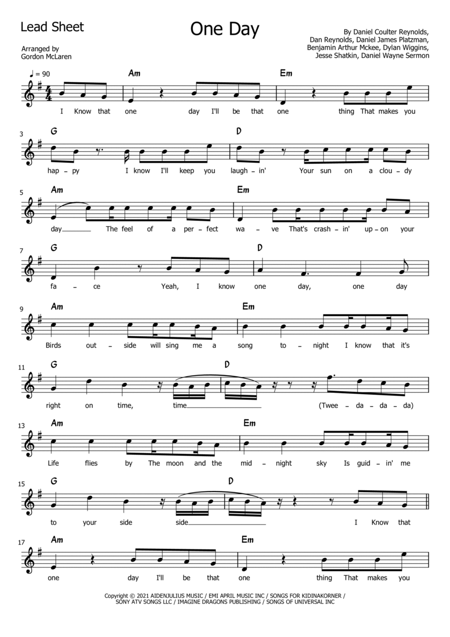 One Day One Day Easy Piano scores gallery preview page 1