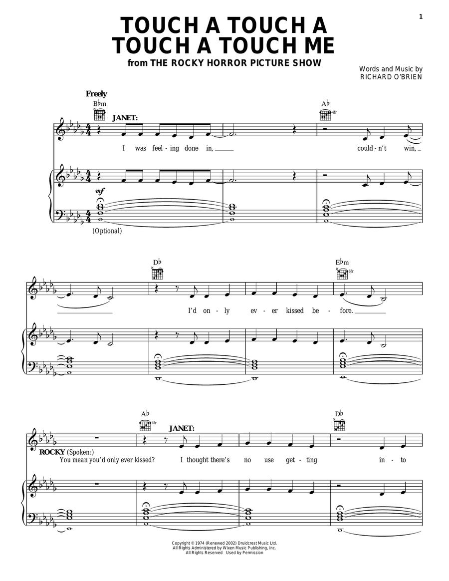 Touch A Touch A Touch A Touch Me Guitar scores gallery preview page 1