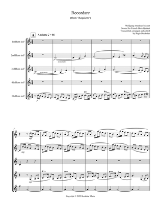 Book cover for Recordare (from "Requiem") (F) (French Horn Quintet)