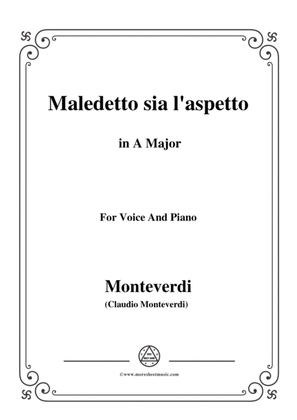 Book cover for Monteverdi-Maledetto sia l’aspetto in A Major, for Voice and Piano